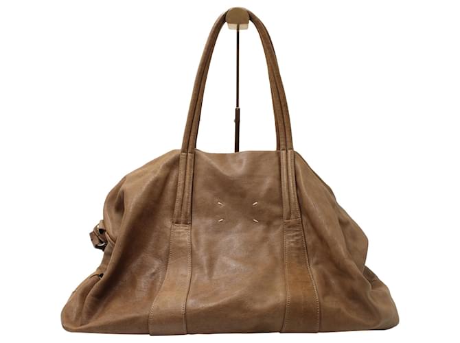 Maison Martin Margiela 12AW ブラウンレザーバッグ Maison Martin Margiela Overnight Luggage Bag in Brown Leather ref