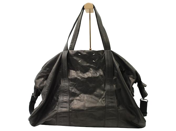 Maison Martin Margiela Overnight Luggage Bag in Black Leather ref