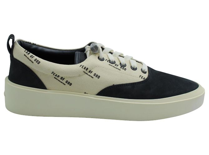 Fear of God 101 Monogram Lace Up Sneakers in Cream and Black  display picture 1