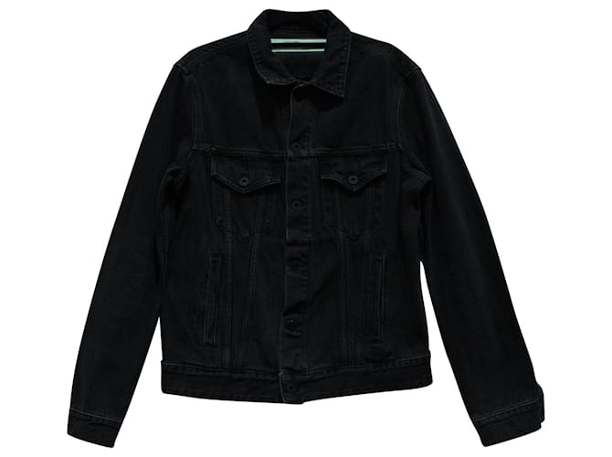 Off White Off-White Fire Tape Jacket in Black Denim Grey Cotton
