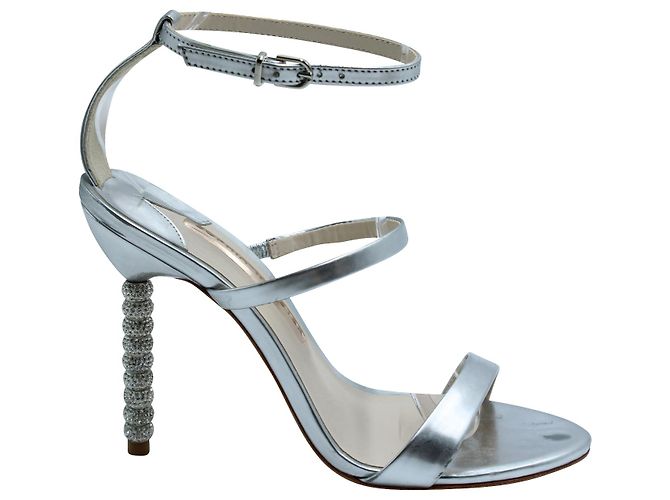 Sandales à Talons Sophia Webster Rosalind - Pointure 36.5, Gris Satin, Cristaux, Neuves Avec Boîte (valeur 495€)