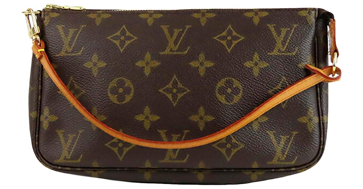 Louis Vuitton Brown Monogram Pochette Accessoires Leather Cloth ref.571868  - Joli Closet