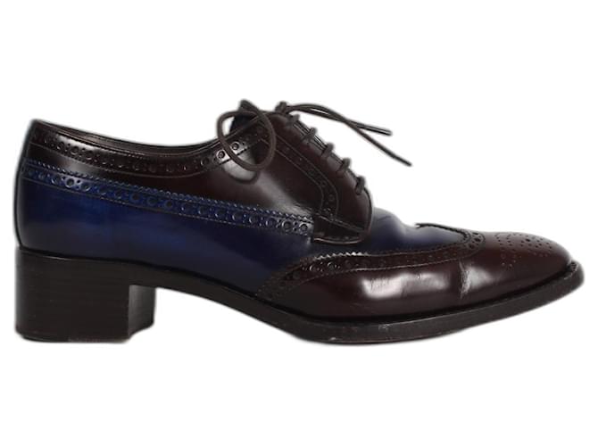 Prada Lace up oxford shoes Black Blue Leather Joli Closet