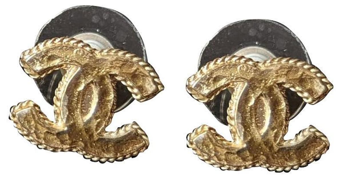 Chanel CC 12A earrings GHW gold tone earrings studs with box Golden Metal  ref.572307 - Joli Closet