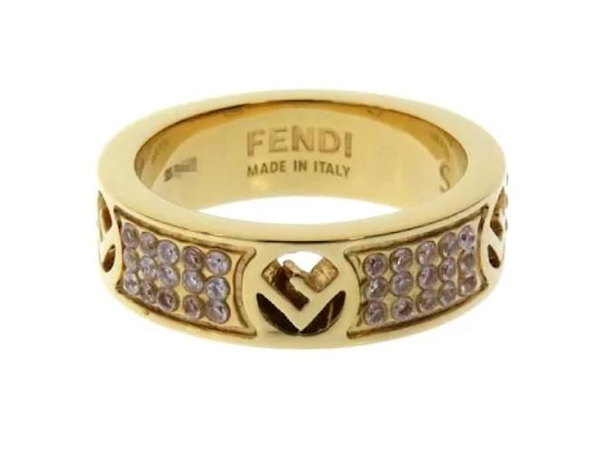 Fendi Ring Size S Ring Rhinestone Gold hardware Metal ref