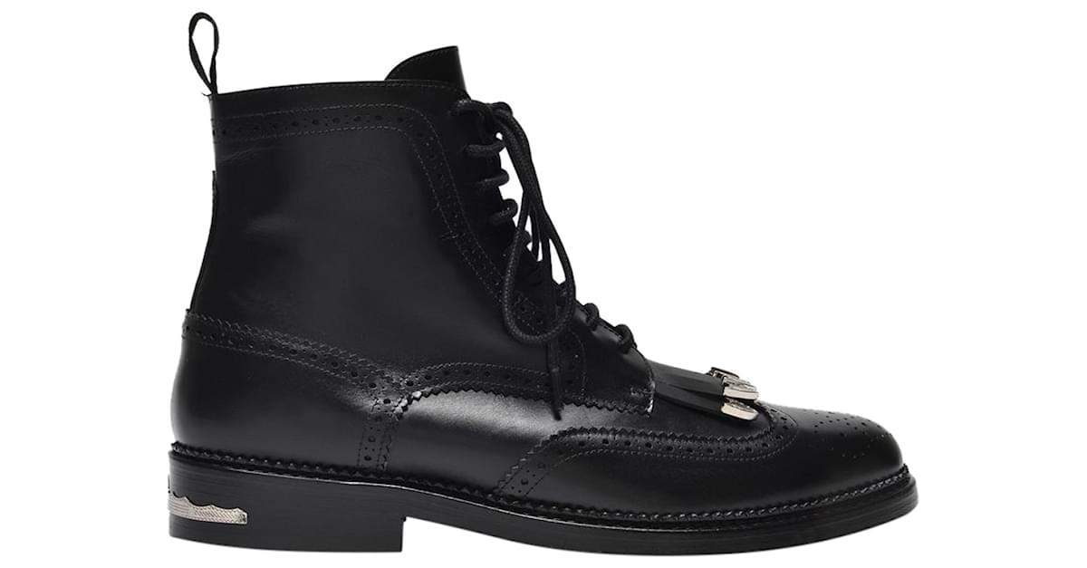 Toga Virilis lace-up ankle leather boots - Black