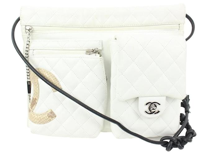 Chanel White Quilted Cambon Waist Pouch Fanny Pack 2way Crossbody