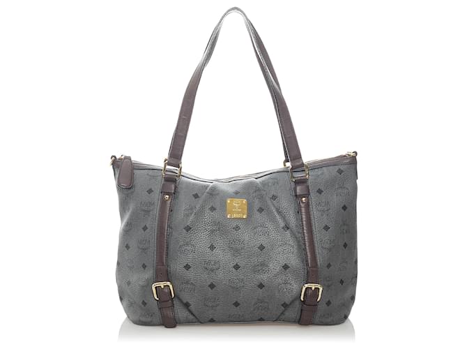 Handbag Grey Mcm Tote MCM Gray Visetos Leather Tote Bag Brown Grey