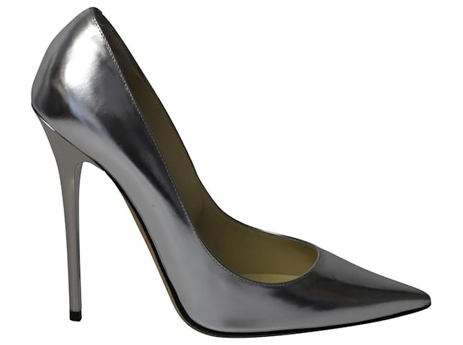 Jimmy Choo Anouk 120 Heels in Silver Leather Silvery ref.576199