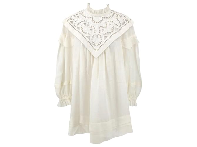 Isabel Marant mini dress in cream linen and broderie anglaise (Sold) - Joli  Closet