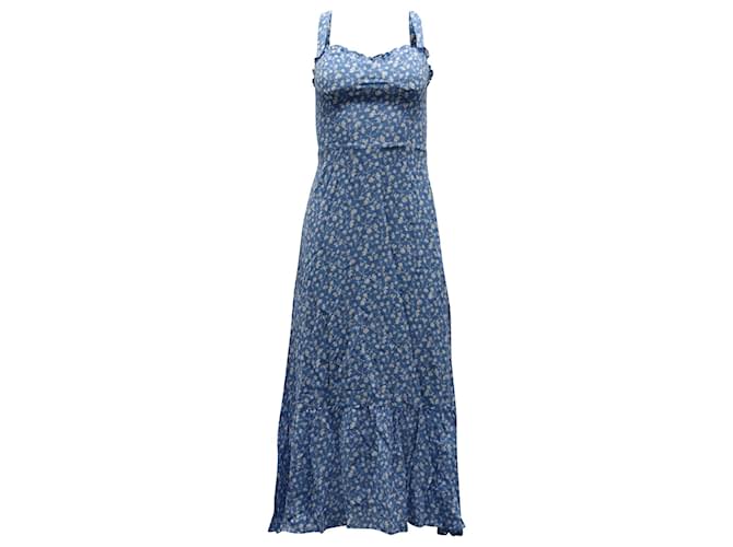 Reformation Nikita Midi Dress in Blue Silk ref.JC577826 (Sold) - Joli Closet