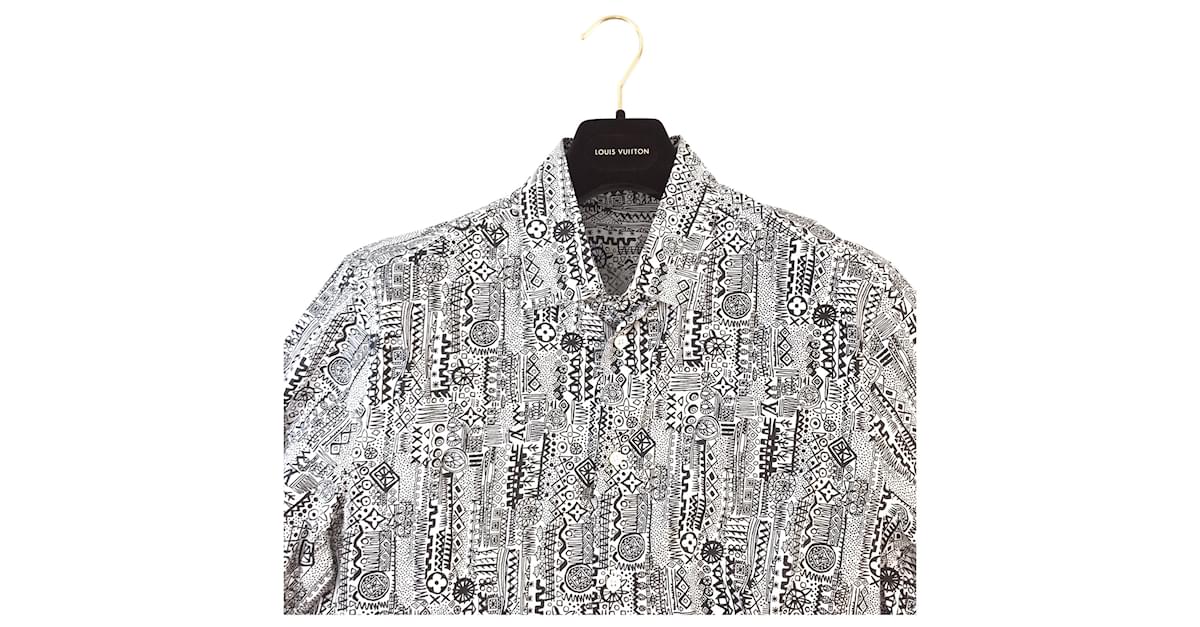 Camicia da uomo totem abbottonata bianca nera di Louis Vuitton Nero  ref.578422 - Joli Closet