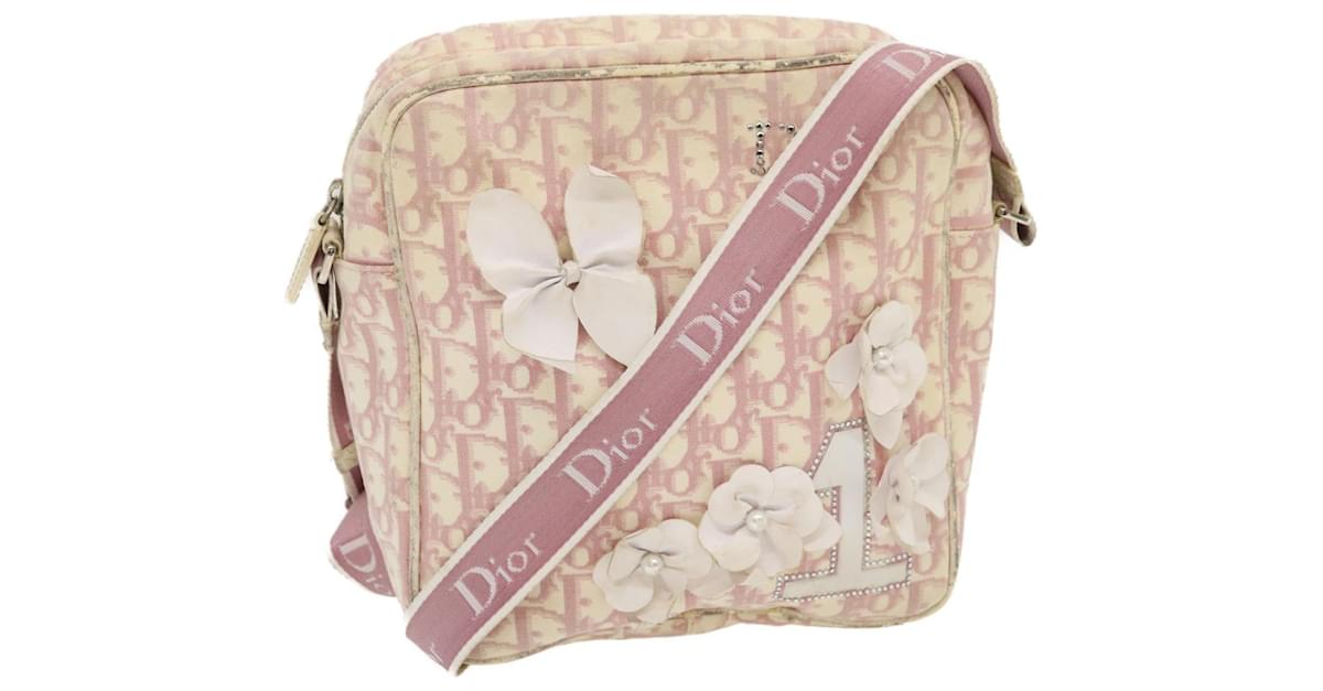 Christian Dior Trotter Girly line Flower PVC Leather Mini Boston Handbag  Pink Vintage Old 36bpxp