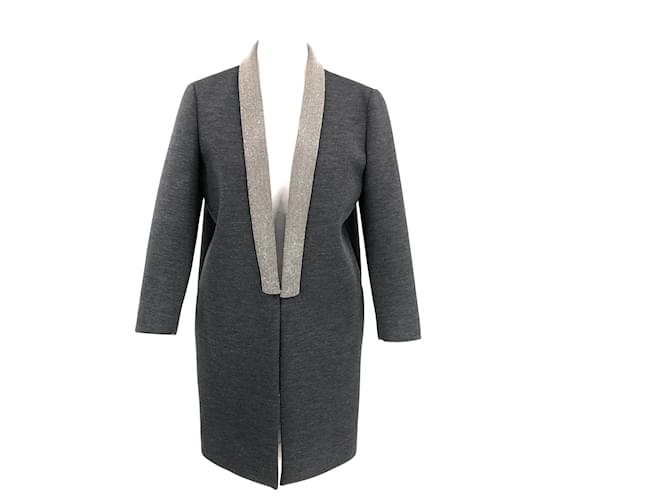 Manteau court en mélange de laine avec poches · Gris | Massimo Dutti