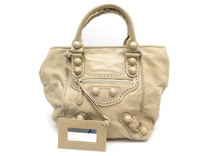 Balenciaga Satchel 235222 SUNDAY COVERED GIANT BEIGE LEATHER HAND
