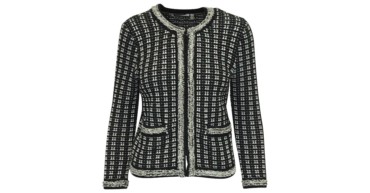 Alice + Olivia Monochrome Tweed Embellished Georgia Jacket in