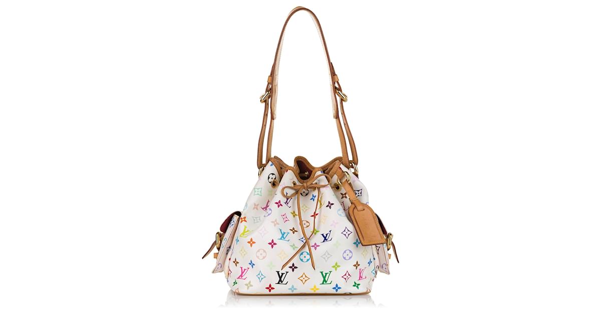 Louis Vuitton White Monogram Multicolore Petit Noe Multiple colors Leather  Cloth ref.173905 - Joli Closet