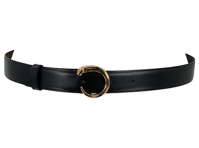 小物 Cartier Panther Belt Leather Black Cartier Panther belt in black or brown leather with goldtone