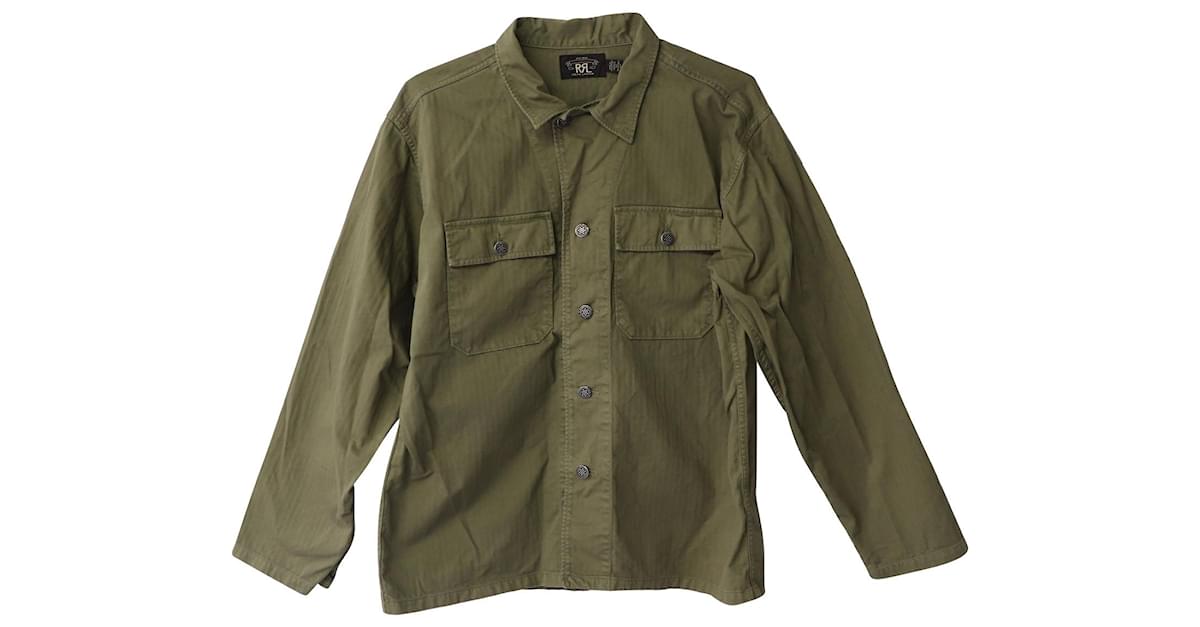 Ralph Lauren RRL Curtis Herringbone Twill Military Shirt Jacket in Olive  Green Cotton ref.592780 - Joli Closet