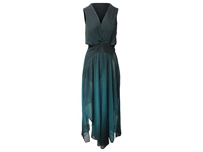 Maje Cutout Twist-Front Maxi Dress in Green Polyester (Sold) - Joli Closet