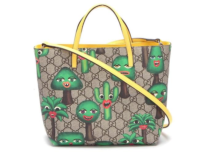 Gucci Borsa tote stampata con piante sorridenti GG Supreme per