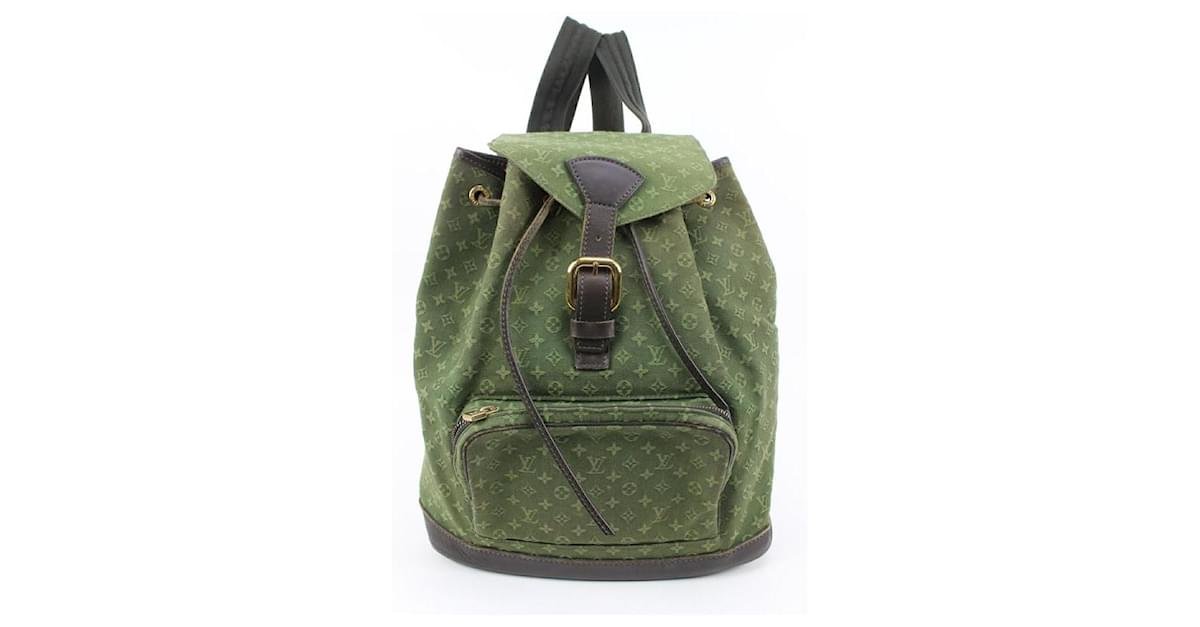 Louis Vuitton Khaki Green Mini Lin Montsouris GM Backpack Leather