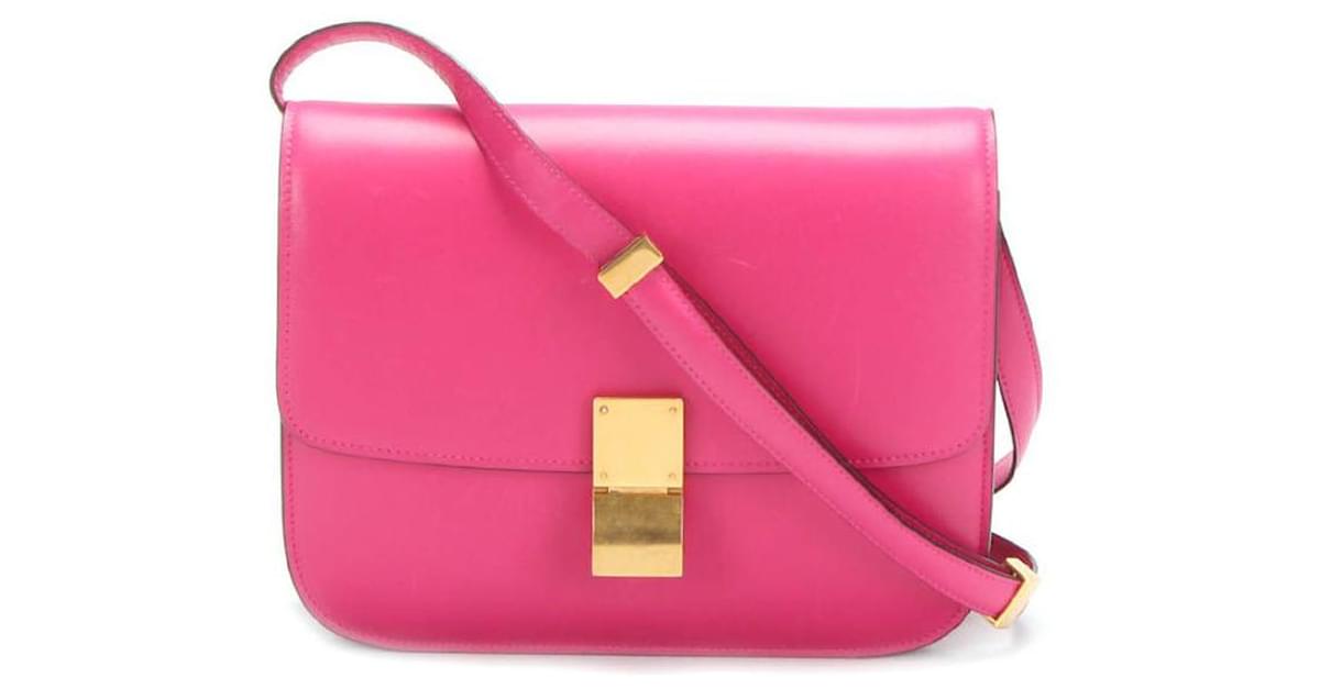 Céline Celine Leather Classic Box Flap Bag Red Pony-style calfskin  ref.982809 - Joli Closet