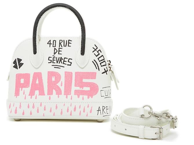 Balenciaga CITY XXS GRAFFITI STRAP White Leather ref.JC597810