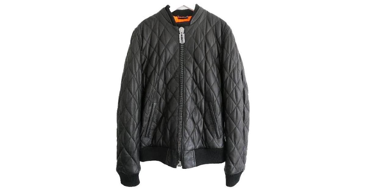 Philipp Plein Quilted Leather Bomber Jacket Black ref.598031 ...