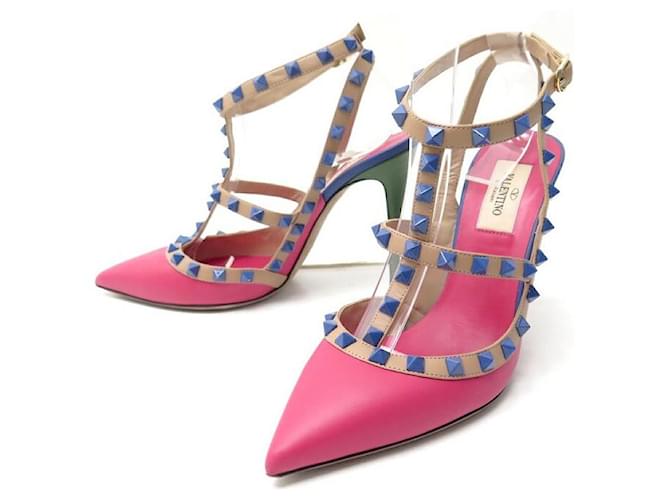 VALENTINO SHOES ROCKSTUD PUMPS 38 IT 39 EN PINK LEATHER PUMP SHOES