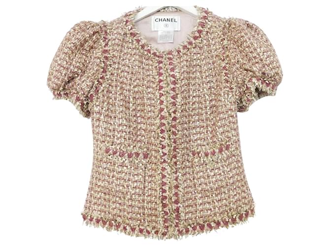 Chanel cruise 2006 Pink Tweed Puff Sleeve Jacket Silk