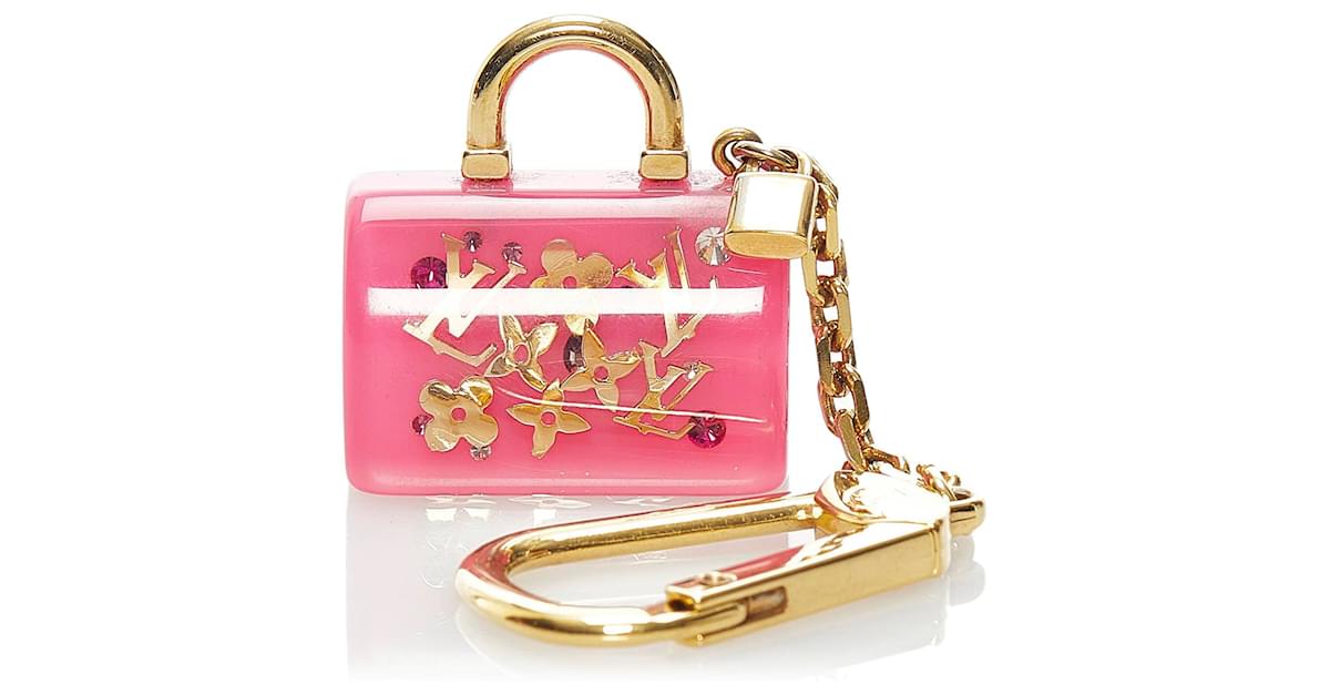 Louis Vuitton Speedy Ancursion Bag Charm Key Chain Gold Yellow LV Logo  Authentic