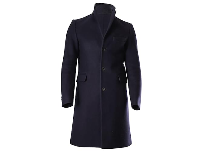 2040172 Navy Blue Textured Coat main image 1