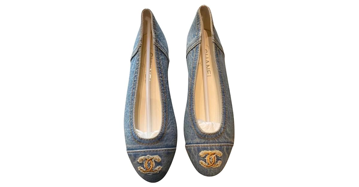 chanel-ballet-flats-blue-cotton-ref-607266-joli-closet