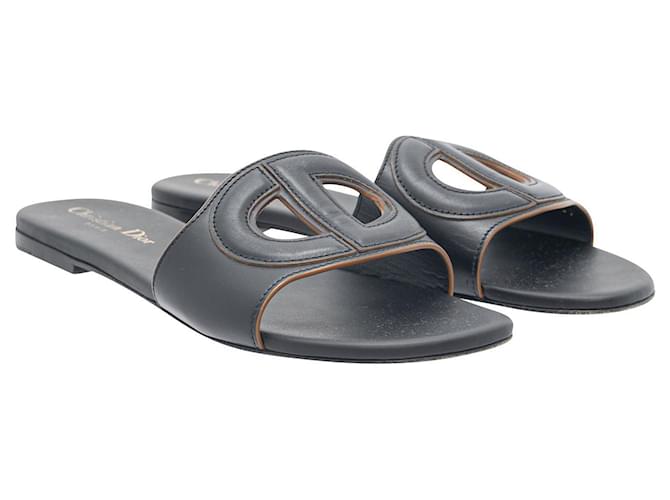 Dior D-Club Slides Black Leather ref.607870 - Joli Closet