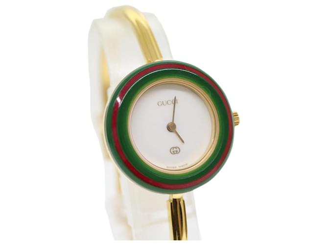 GUCCI Bezel 12 colors Watches Gold Green Red Auth gt2694 Golden