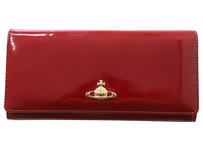 Vivienne Westwood Long Bifold Wallet in Red Patent Leather