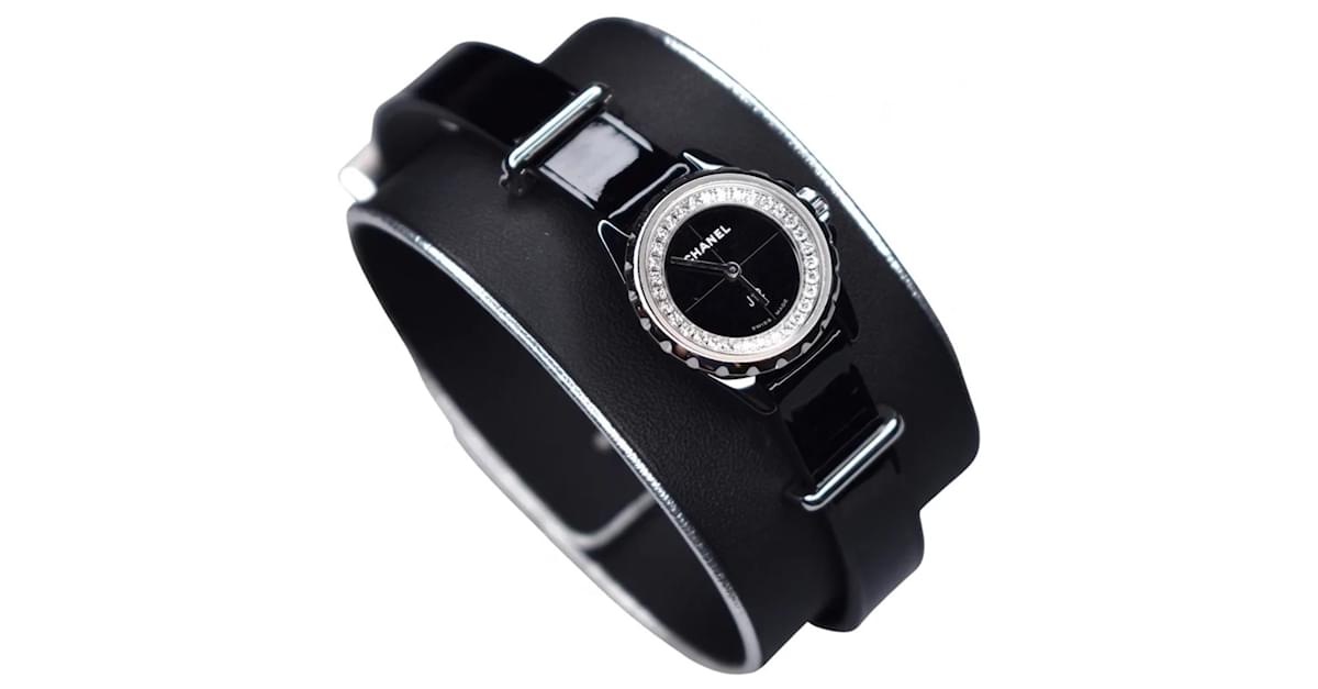 Chanel Collector J12 Diamond Watch with removable cuff Black
