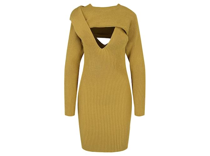 Bottega Veneta Ribbed-Knit Dress Green 