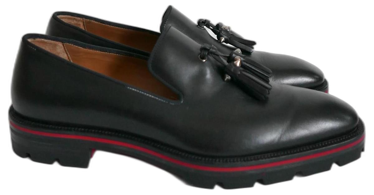 Christian Louboutin Loafers Slip ons Black Leather ref.612408