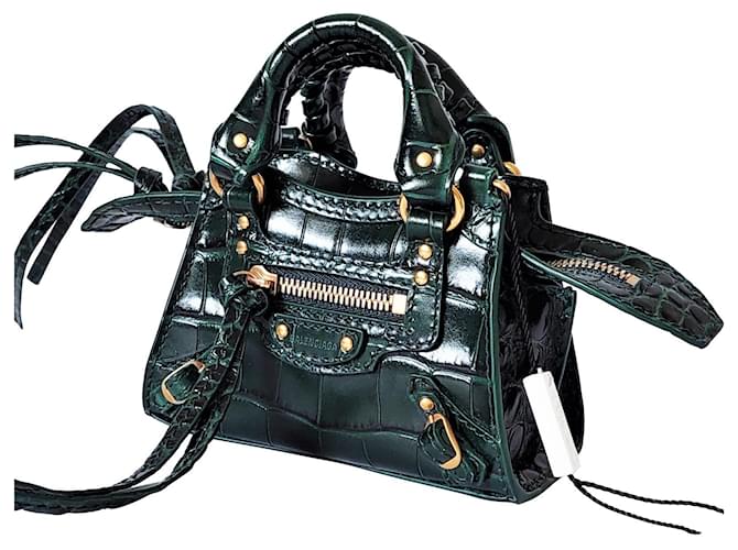 Balenciaga Mini Bag 22 Olive Green Suede Sliver Hardware