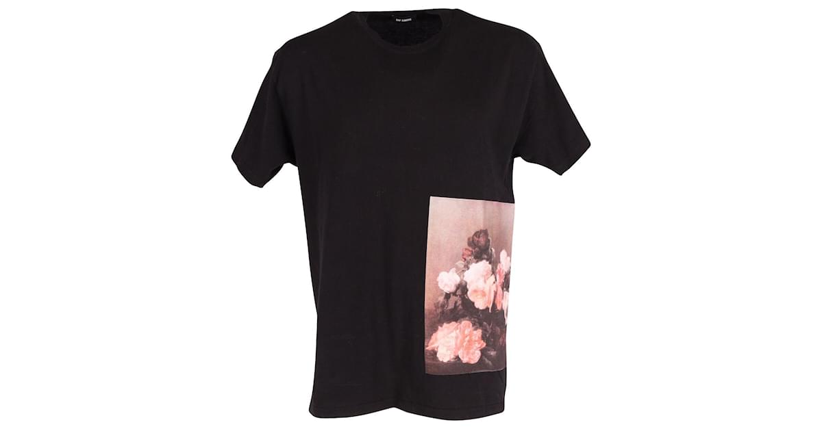 Raf Simons Joy Division Edition Flower Print T-Shirt in Black Cotton  ref.613950