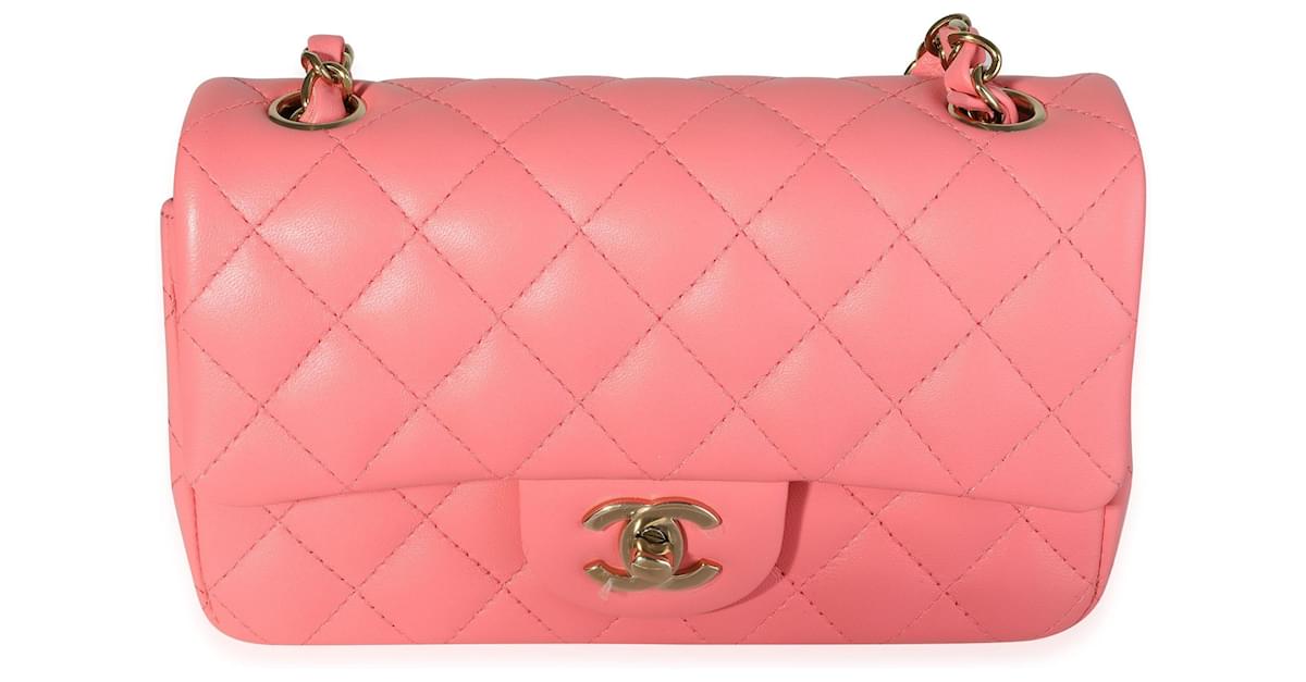 Chanel Pink Quilted Lambskin Rectangular Mini Classic Flap Bag Leather  ref.614171