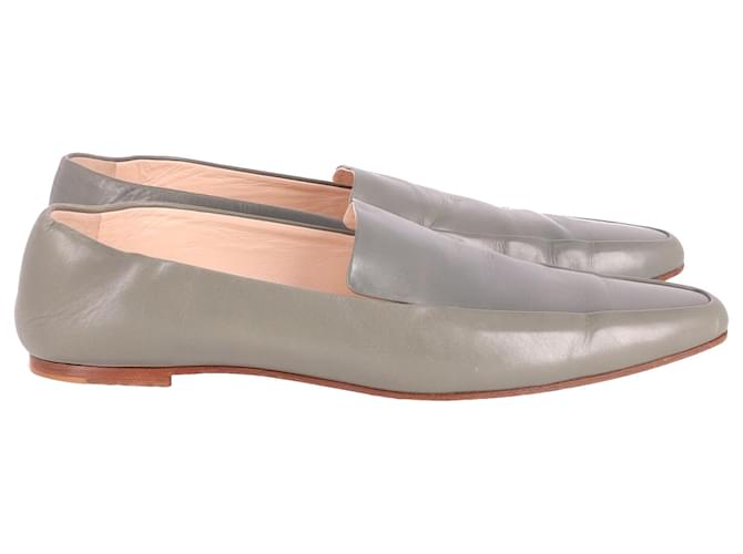 The Row Minimal Loafers in Green Leather Joli Closet