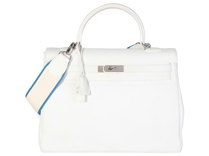 Hermès Hermes White Togo Rücksendung Kelly 35 Weiß Leder ref.614476