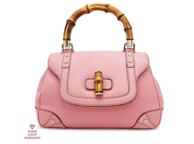 Gucci Bamboo Studs Bag 137351 3444 Leather Pink x Gold Metal
