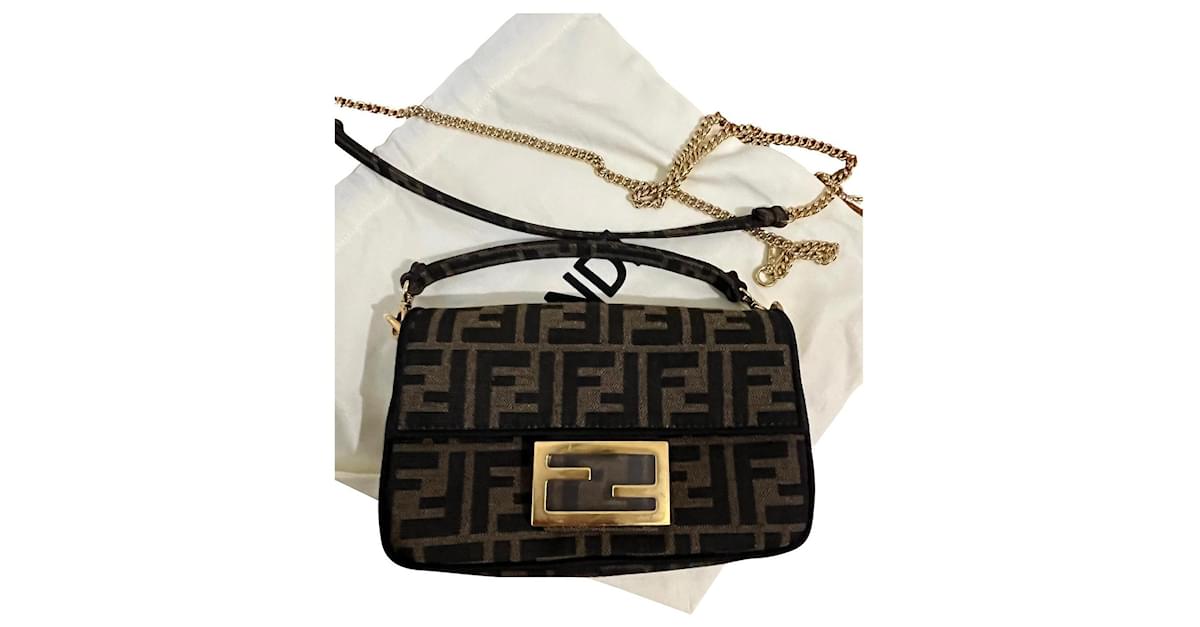 Fendi MINI BAGUETTE Brown Cloth ref.615029 - Joli Closet