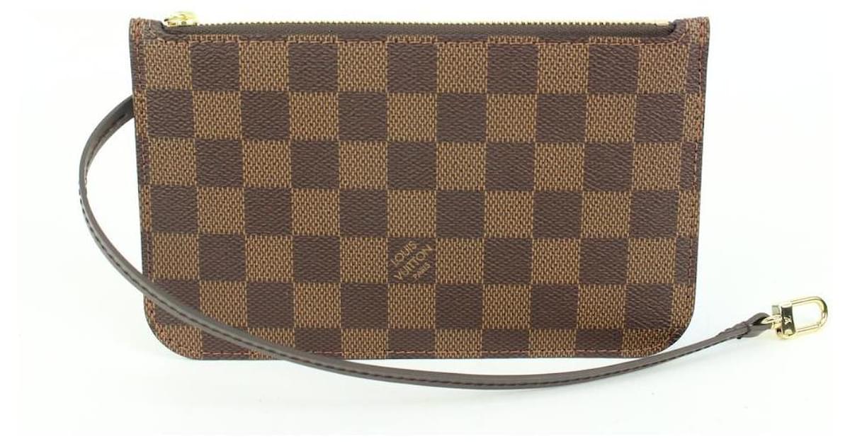 Louis Vuitton Damier Ebene Neverfull Pochette Wristlet Bag Leather  ref.615180 - Joli Closet