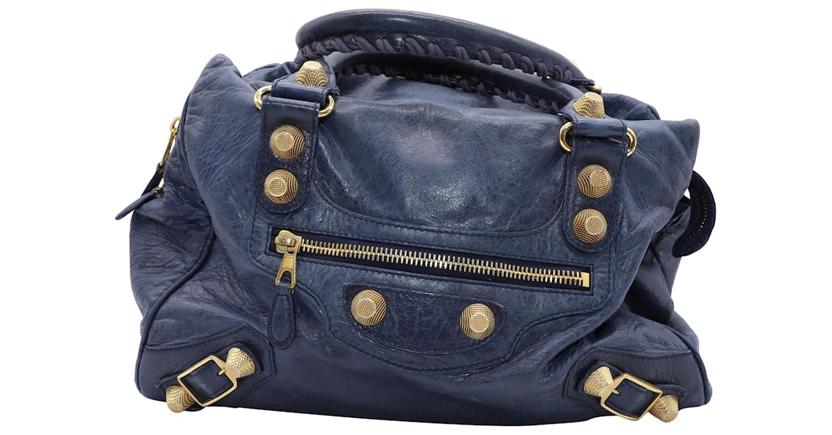 Belønning Synes godt om hval Balenciaga City Giant Studs Bag in Blue Leather ref.615187 - Joli Closet