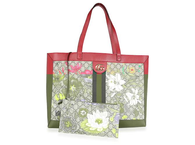 Gucci Gg Supreme Flora Web Ophidia Soft Tote Cloth
